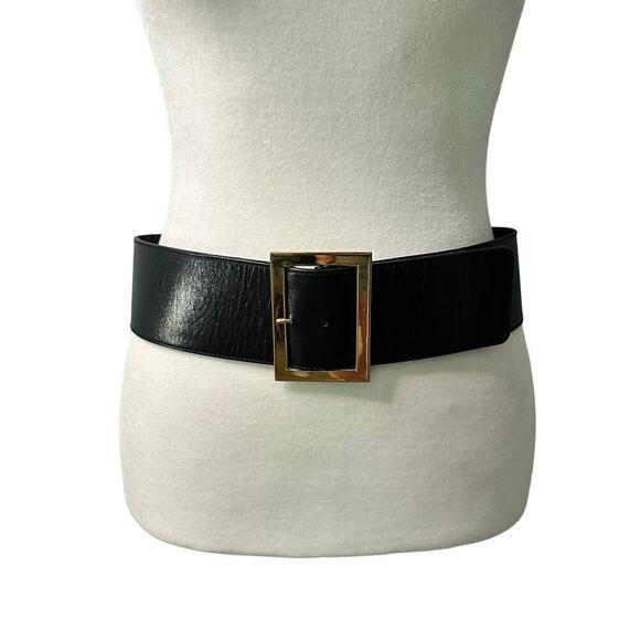 Chanel Black Leather 24K Gold Plated Filigree Corset Belt m - Picture 1 of 4